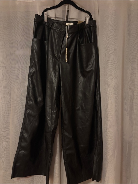 Max Studio Pants - Max Studio Black Faux Leather Wide-Leg Pants